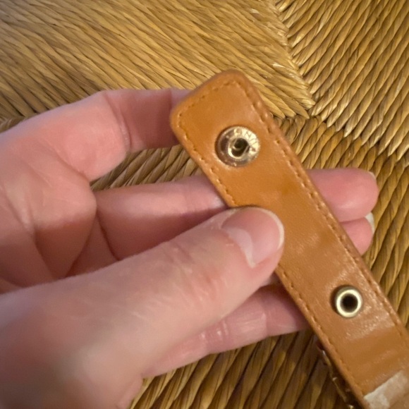 Yik Fung Tan Leather Punk Rocker Bracelet Wide Vintage Modernist Gold Detail - Picture 4 of 11